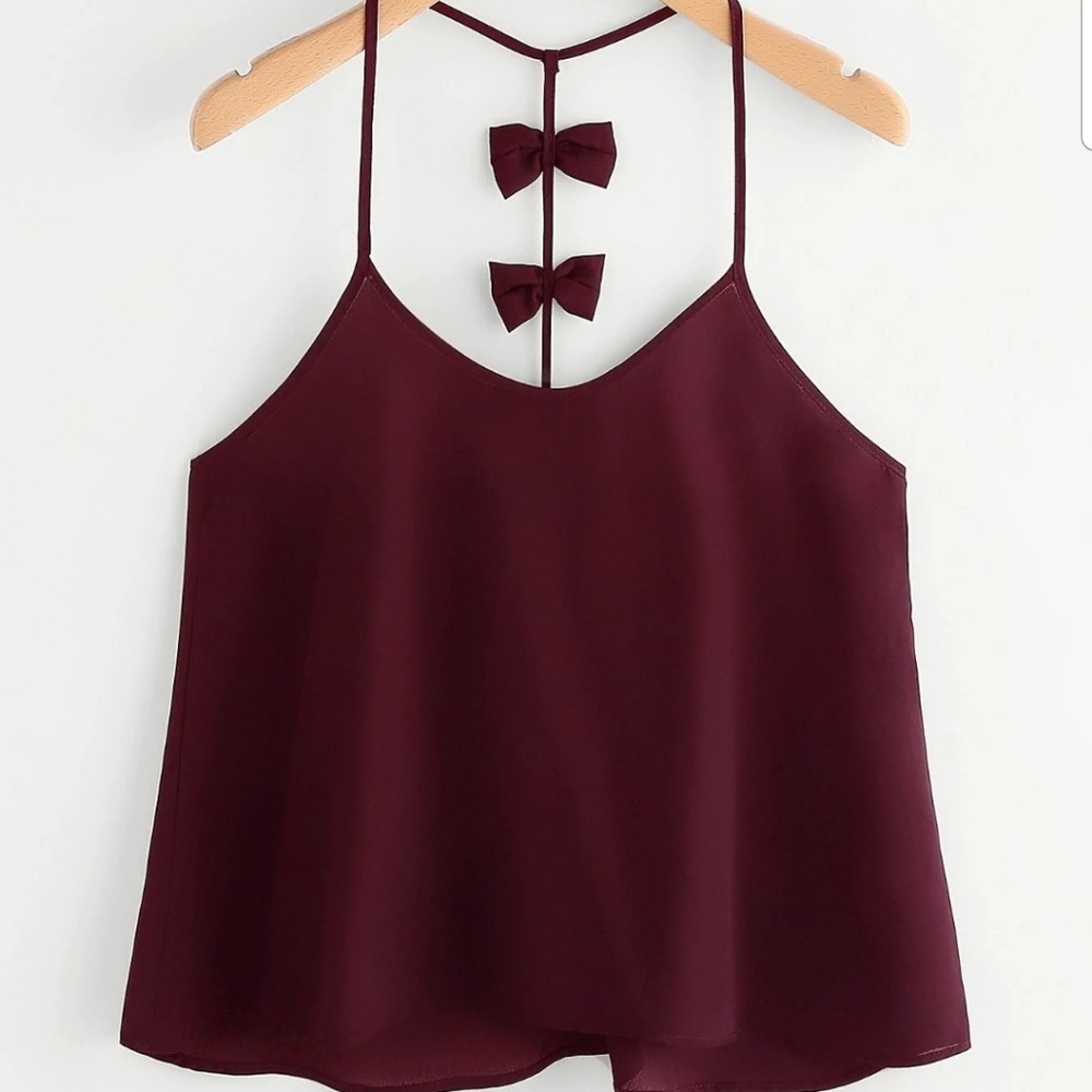 3 for $12 Cherry red backless bow crop top cami